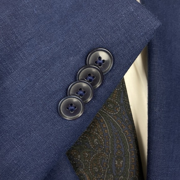 Tommy Hilfiger Modern fit 100%Linen Sport Coat Blazer 43L Navy Blue E06909 - Picture 10 of 15